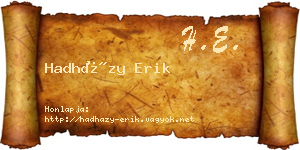 Hadházy Erik névjegykártya